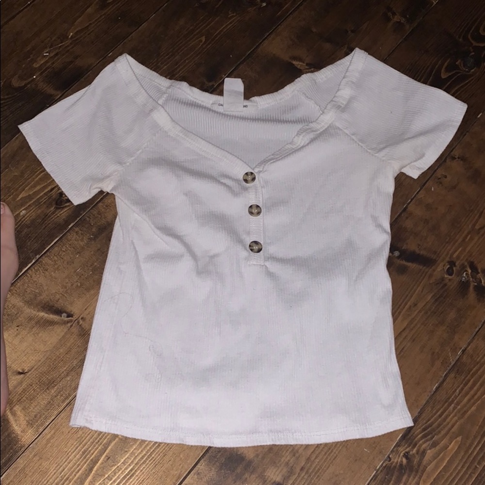 simple white button top